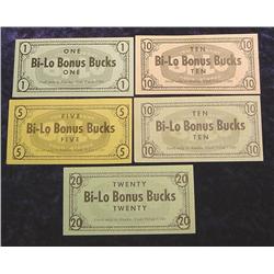 Set of Alaska Scrip "Bi-Lo Bonus Bucks"