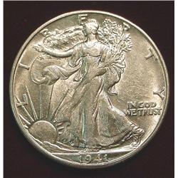 1941 D Walking Liberty Half Dollar. AU