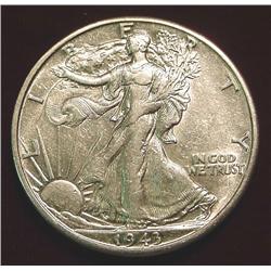 1943 D Walking Liberty Half Dollar. EF-AU