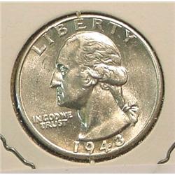 1943 P Washington Quarter. AU-BU.