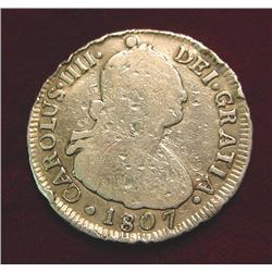 18/807 Charles IV Chile Silver 2 Real. Rare