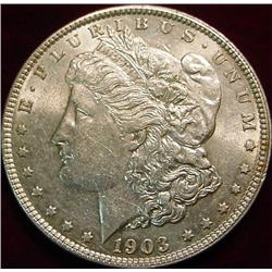 1903 P Morgan Silver Dollar. AU 50.