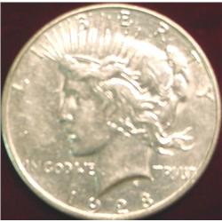 1928 S U.S. Peace Silver Dollar. EF