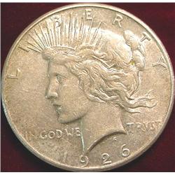1926 S U.S. Peace Silver Dollar. VF