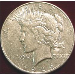 1926 S U.S. Peace Silver Dollar. EF