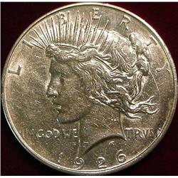 1926 D U.S. Peace Silver Dollar. EF