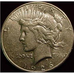 1926 S U.S. Peace Silver Dollar. EF