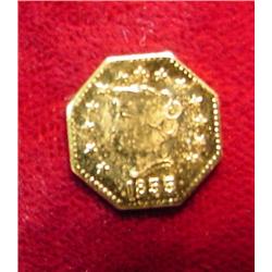 1855 California 1/2 Gold Token. BU.