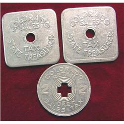 (3) Colorado Tax Tokens. (2) Co-1 Y5 & 