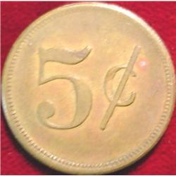 Antique Brass "5c" Maverick Token.