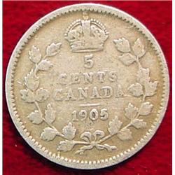 1905 Canada Five Cent Silver. G-4.