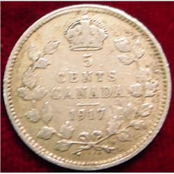 1917 Canada Five Cent Silver. VG-8