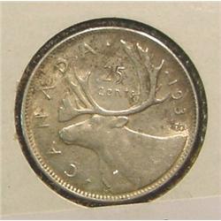 1938 Canada Quarter. VF.