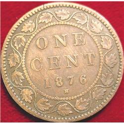 1876 H Canada Large Cent. VG-8