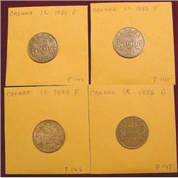 1921, 23, 24, & 26 Canada Cents. F-12.