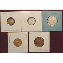 (5) Coins including Silver from Italy, Germany