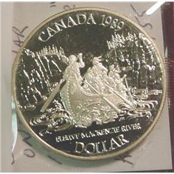1989 Canada "Mackenzie River" Silver Dollar