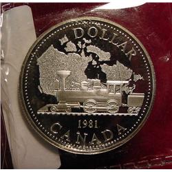 1981 Canada "Railroad" Silver Dollar