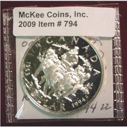 1969-1994 Canada "Dog Sled" Silver Dollar