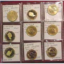 Collection of Canada "Loon" Dollars. Proof