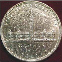 1939 Canada "Parliament" Silver Dollar AU