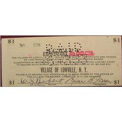 Depression Script, $1. Lowville N.Y.