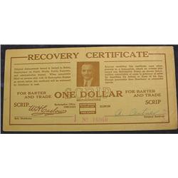 1933 Depression Script, $1. Chicago Ill.