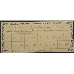1931 Depression Script, Burlington Iowa.