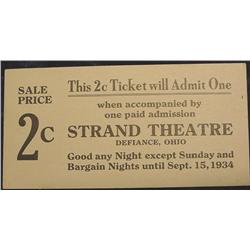 1934 Defiance Ohio, Strand Theatre 2c