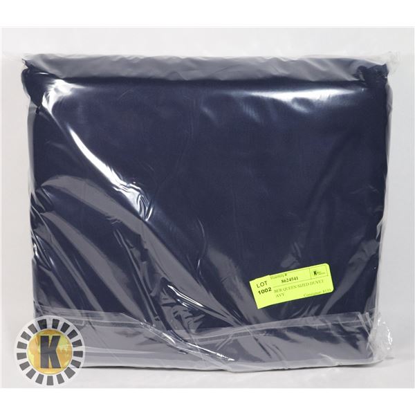 MICROFIBER QUEEN SIZED DUVET COVER NAVY