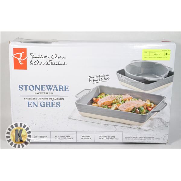 3 PC STONEWARE BAKEWARE SET