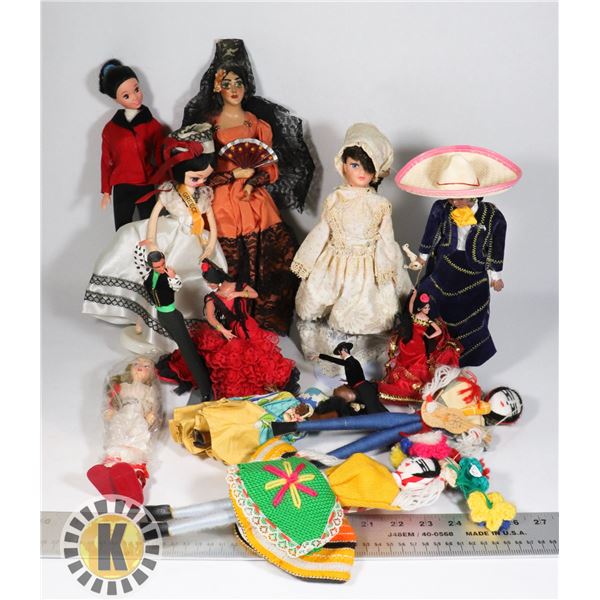 BOX OF ASSORTED ETHNIC THEMED DOLLS