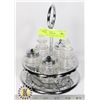 Image 1 : VINTAGE GLASS CONDIMENT SET IN METAL LAZY SUSAN