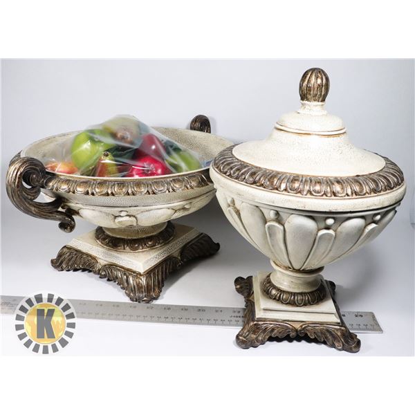 TWO MATCHING STYLE CENTERPIECE BOWLS WITH SOME