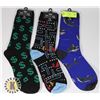 Image 1 : 3 NEW PAIRS MEN'S FUN PATTERN SOCKS