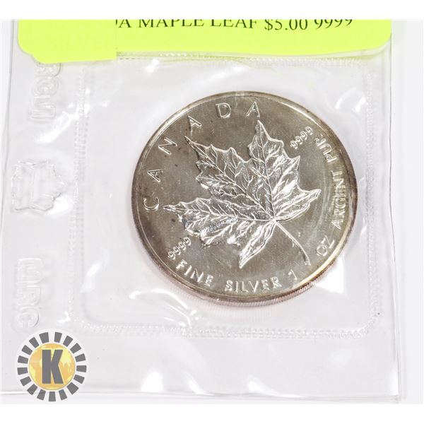 CANADA MAPLE LEAF $5.00 9999 SILVER