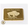 Image 1 : 100 MILS .999 FINE GOLD CLAD 1 OZ BUFFALO BAR,