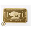 Image 2 : 100 MILS .999 FINE GOLD CLAD 1 OZ BUFFALO BAR,