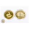 Image 1 : 2 GOLD PLATED 1 OZ GOLD COIN COPIES, NOVELTY