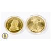 Image 2 : 2 GOLD PLATED 1 OZ GOLD COIN COPIES, NOVELTY