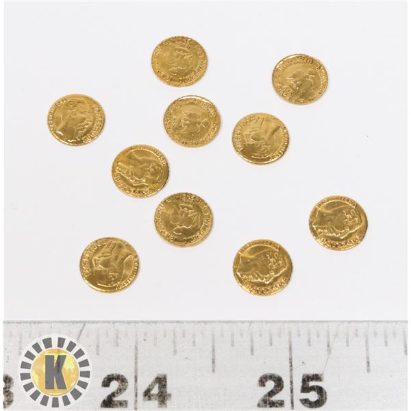 10 X 1865 MEXICO MAXIMIILION GOLD COIN COPIES