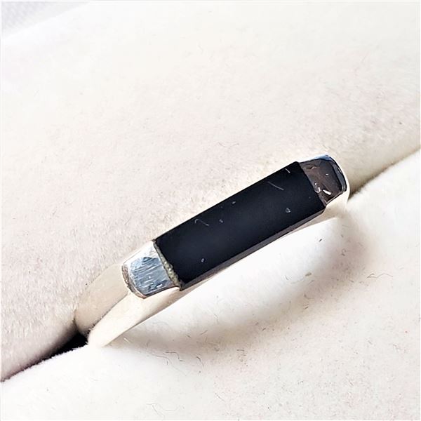 BZ844-55 SILVER BLACK ONYX RING