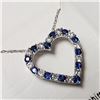 Image 2 : BZ844-63 SILVER CREATED SAPPHIRE 19" NECKLACE