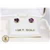 Image 2 : 10K YELLOW GOLD AMETHYST (0.5CT) EARRINGS