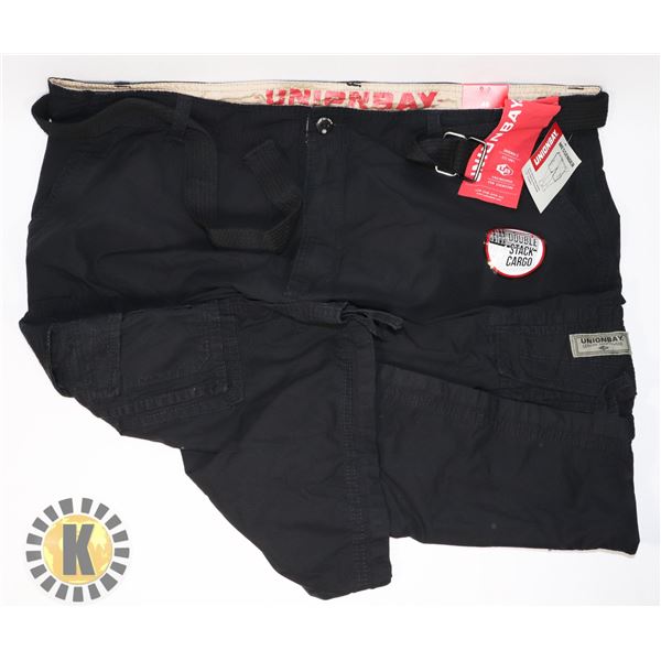 MENS UNION BAY BLACK CARGO SHORTS SIZE 48