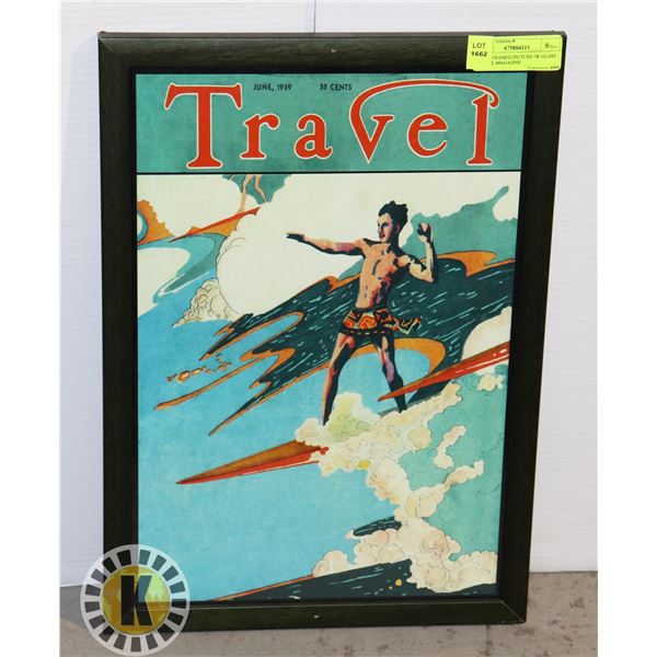 WOOD FRAMED PICTURE /W GLASS – TRAVEL MAGAZINE