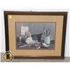 Image 1 : FRAMED UNDER GLASS ART PRINT BY H.L. HARNETT