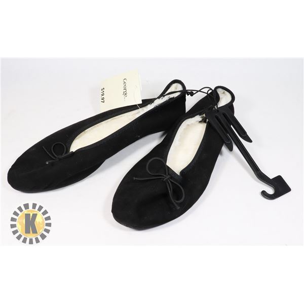 WOMENS BLACK INSULATED BALLET FLAT SIZE 9