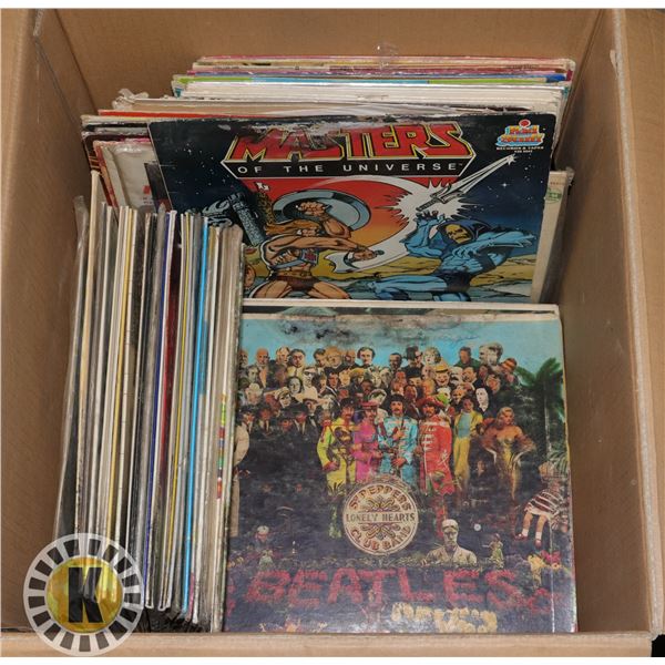 LARGE BOX OF VINYL RECORDS INCLUDING