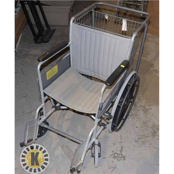 "CARE CHAIR" WHEEL CHAIR WITH BUILT IN BASKET